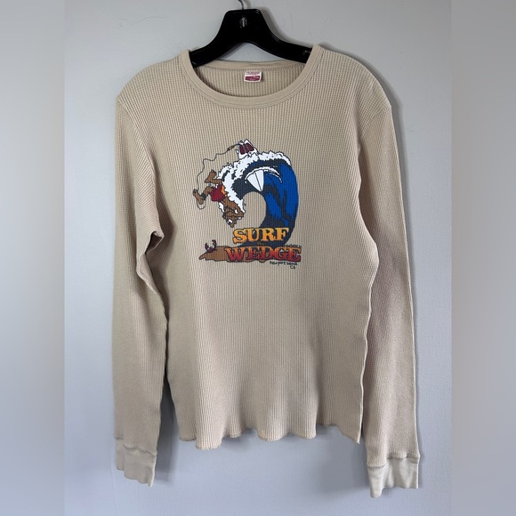 Y2K HOLLISTER Surf Graphic Waffle Knit Long Sleeve Shirt Skater Coastal Men’s M - Picture 3 of 10